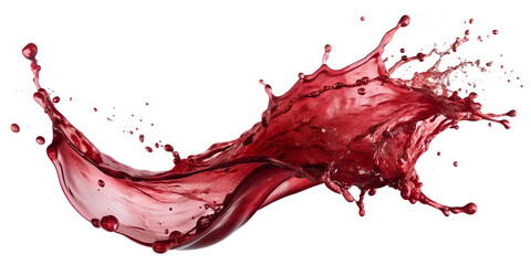 Elegant red liquid splash with fluid motion, isolated for creative projects. Transparent PNG file.