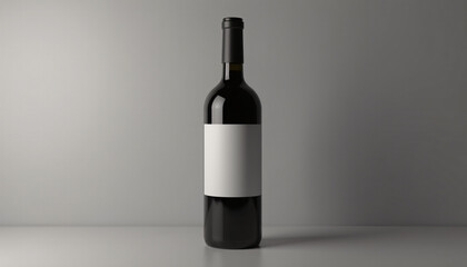 Mock up blank black wine bottle with clean label