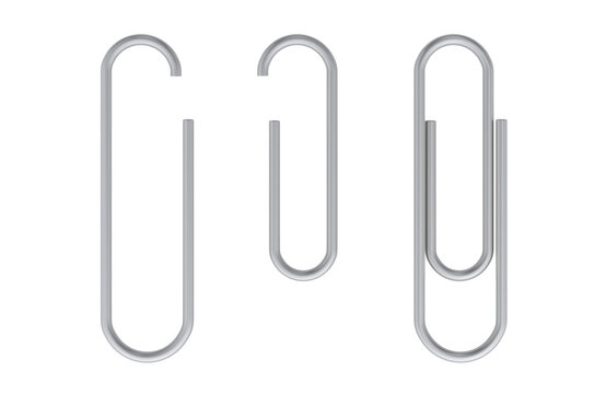 Paper Clips metallic on the sheet, 3D rendering isolated on transparent background
