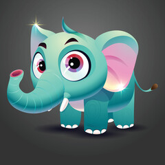 Illustration of a Cartoon Cute Elephant  Character Design with a vector Background