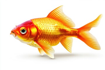 Obraz premium A vibrant goldfish swims gracefully in clear water, showcasing its bright orange and yellow scales and flowing fins