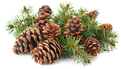Fir cones isolated on white background closeup