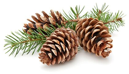 Fototapeta premium Fir cones isolated on white background closeup