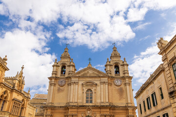 Fototapeta premium Malta, Mdina. Cathedral of Saint Paul facade.