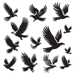 Flying Eagle Silhouette Illustration, Bird logo vector silhouette