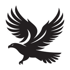 Flying Eagle Silhouette Illustration, Bird logo vector silhouette
