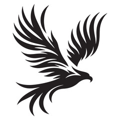 Flying Eagle Silhouette Illustration, Bird logo vector silhouette