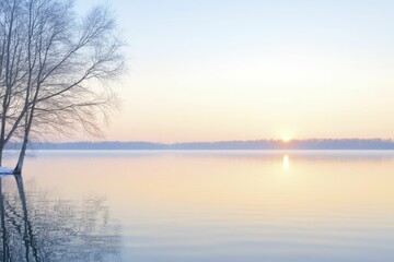 Obraz premium A tranquil lake mirrors the colors of twilight, encouraging moments of stillness and harmony.