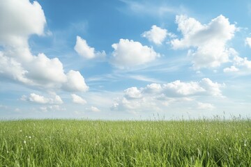 A gentle flow of clouds glides across a peaceful landscape, creating a scene that embodies tranquility and harmony.