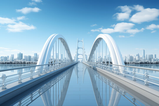 A bridge connecting two different worlds. Concept of unity and connection. Generative Ai.