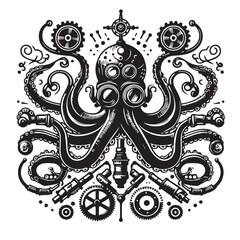 premium artwork style of an octopus vector
