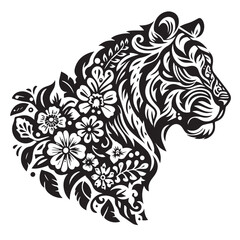 Obraz premium premium artwork style flower tiger shape vector