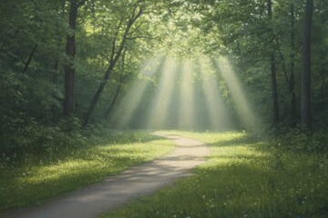 Obraz premium Fleeting shadows twirling along a sunlit trail, embodying the beauty of transient experiences.