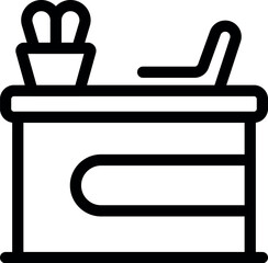 Line icon of a modern office desk symbolizing work, office life and productivity