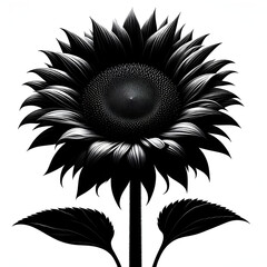 Fototapeta premium Black Silhouette of a Sunflower
