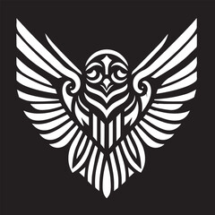 Art Deco Falcon - Symmetrical, stylized wings vector