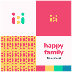 Logo Abstract Family Happy Colorful Parents Kids