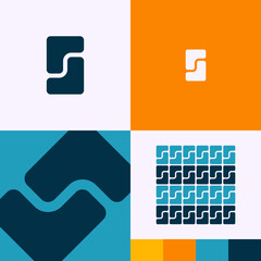 Logo Abstract Modern S Letter Square Block