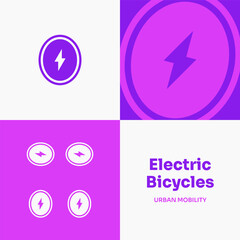 Logo Bolt Energy Wheel Circle Sustainable Mobility Electric Bicycles Bikes