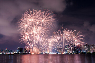 Beautiful Fire works at Abu Dhabi Corniche at National Day evening 