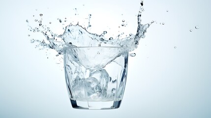 glass of water on white background