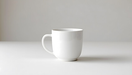 Obraz premium Minimalist White Mug on a Gray Background: Product Mockup