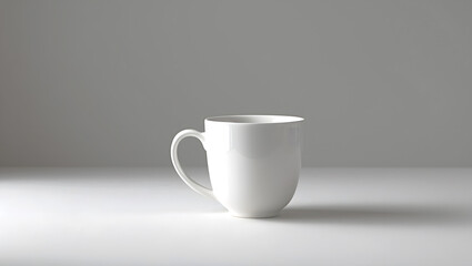 Minimalist White Mug on a Gray Background: Product Mockup