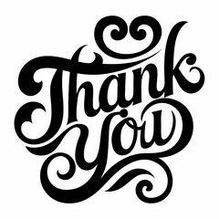 Thank You typography Lettering black silhouette