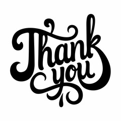 Thank You typography Lettering black silhouette