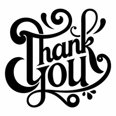 Thank You typography Lettering black silhouette