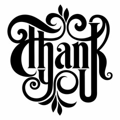 Thank You typography Lettering black silhouette