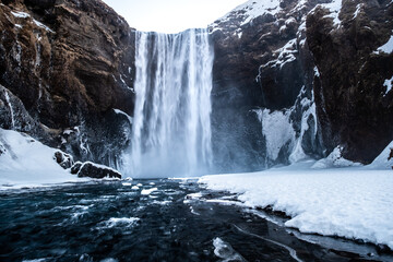 Skogafoss Waterfall in Winter
