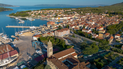 Aerial view of Cres town in Croatia
