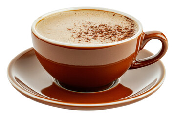 Fototapeta premium PNG A warm cup of coffee rests on a matching saucer