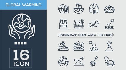 Global Outline icons collection. Simple vector illustration.	