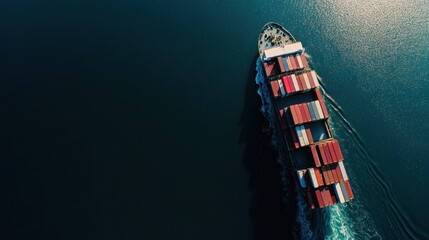Fototapeta premium Cargo Ship Sailing Through the Ocean
