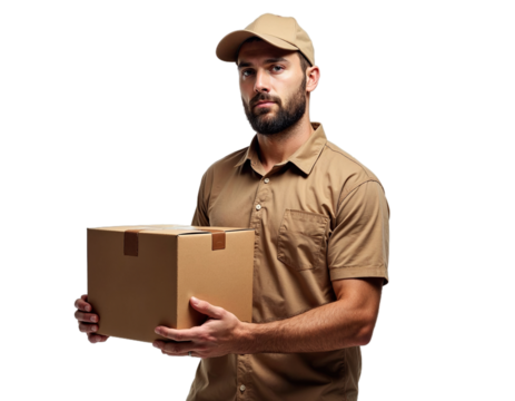  Delivery Man Holding Package, White Background.png