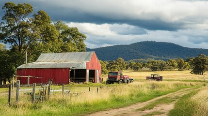 Fototapeta premium Rural property lifestyle with traditional homes