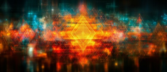 Naklejka premium Sri Yantra Sacred Geometry Hinduism Religion Spiritual Symbol