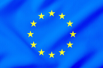 Flag of European Union, blue fabric with circle of stars