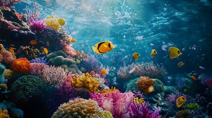 Naklejka premium Colorful Tropical Reef with Fish.