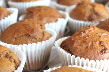 Fresh Baked Homemade Gingerbread Muffins with Buffalo Check and Sunflower Background