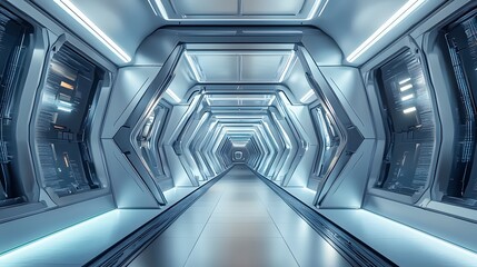 Obraz premium Futuristic Corridor Interior Design.