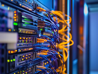 IT professionals configure integration technology in a server room or data center. The setup includes equipment, cables, and integration tools.

