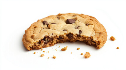 half eaten cookie against a white background