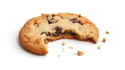 half eaten cookie against a white background