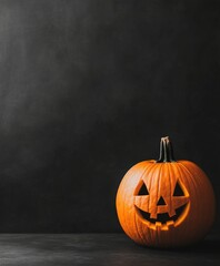 A glowing Halloween pumpkin on a dark background for festive decor