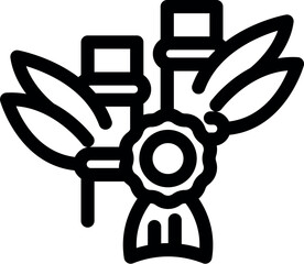 Simple vector icon of a spa treatment featuring bamboo, leaves, and a medallion