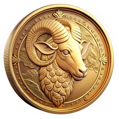 Golden Ram Zodiac Coin