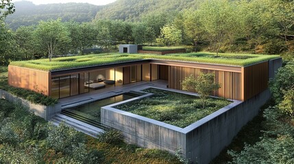 Fototapeta premium Eco-friendly home design featuring solar panels